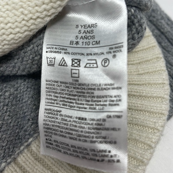 BABY GAP: Knit Sweater, Ski Jump. Size Toddler 5 Years. Gray/Cream. - Picture 4 of 7